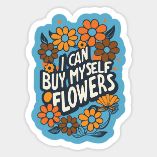 I can by myself flowers, vintage retro design Sticker